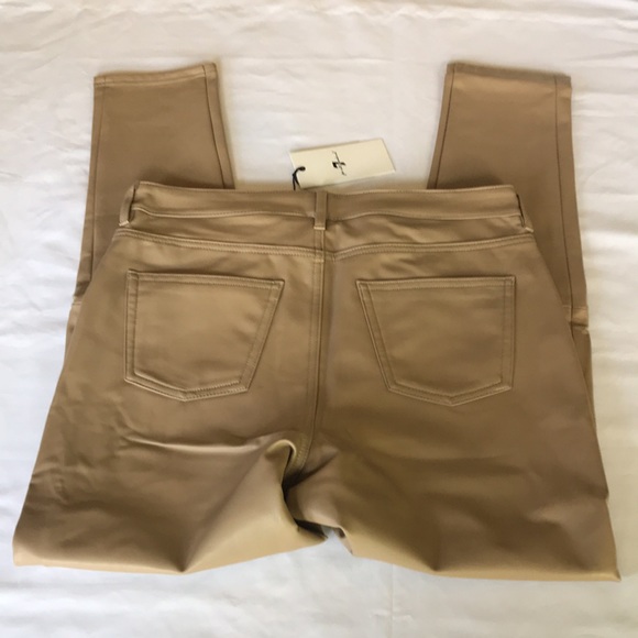 7 for All Mankind Skinny Faux Leather Pants Camel Size M NWT - Picture 8 of 11